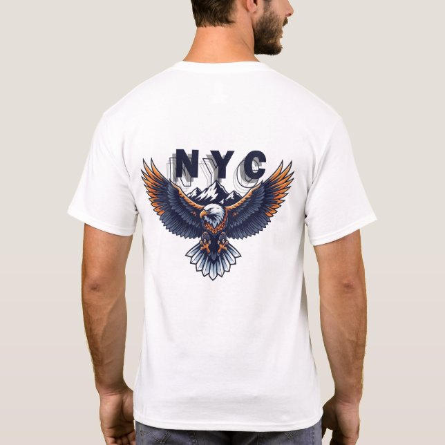 Camiseta Majestic Eagle Over NYC Skyline – Patriotic New Yo (Verso)