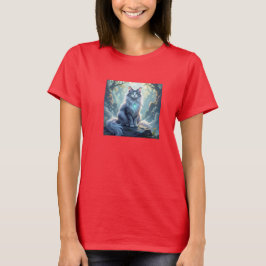 Camiseta **Majestic Fantasy Cat with Mystical Aura – High F