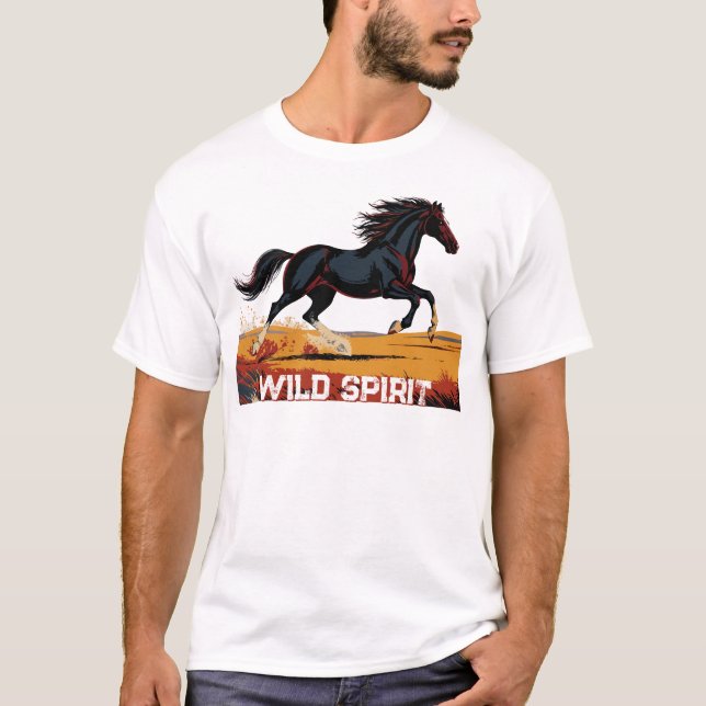Camiseta Majestic Galloping Horse Freedom Quote Typography  (Frente)