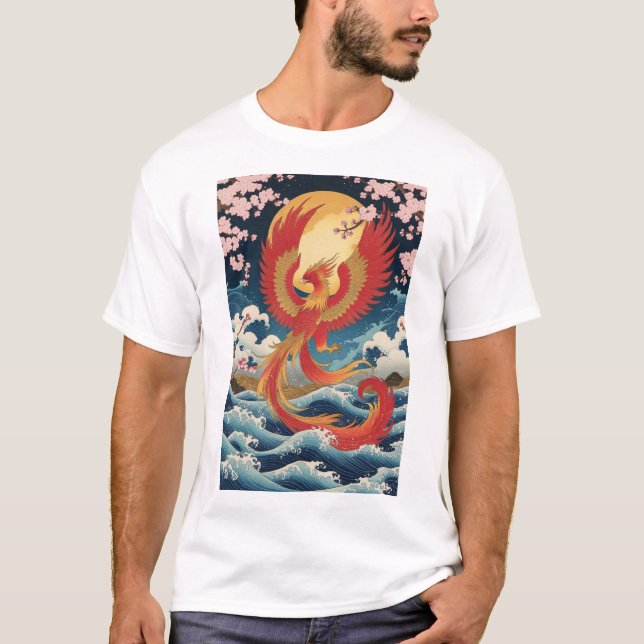 Camiseta Majestic Phoenix Rising - Japanese Fantasy Art (Frente)