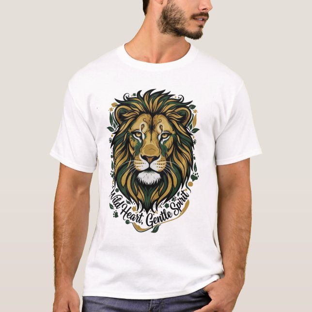 Camiseta Majestic Wild Heart Gentle Spirit Lion Head Green  (Frente)