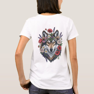 Camiseta Majestic Wolf with Floral Crown - Wildlife and Nat