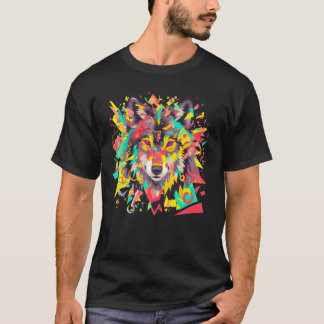 Camiseta Majestoso Alpha Wolf de Pop Art Vibrante e Quente