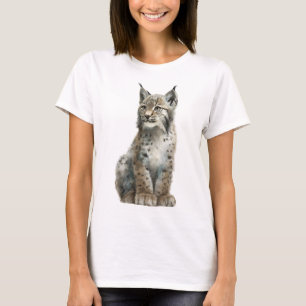 Camiseta Majestoso Retrato de Lince Manchado Mulheres