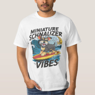 Camiseta Majexpressa Schnauzer surfando numa onda