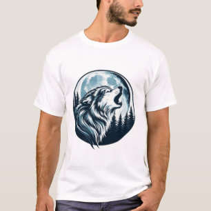 Camiseta Majexpressa Wolf Howling na lua cheia