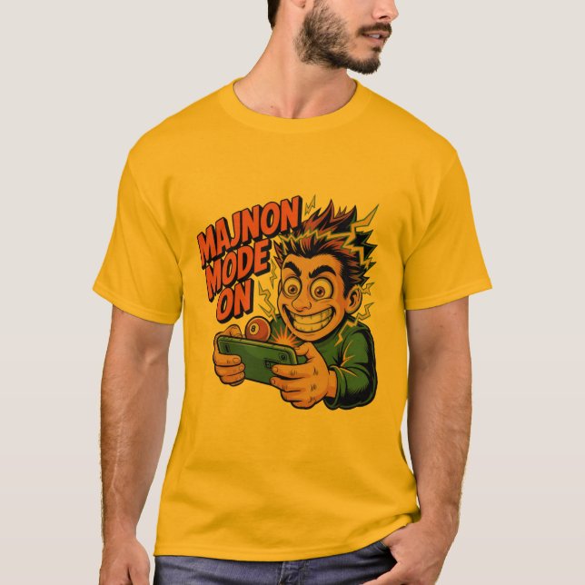 Camiseta MAJNON MODE ON – Funny Gamer with 8‑Ball T (Frente)
