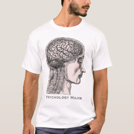 Camiseta Major de Pyschology - impressão antigo do cérebro