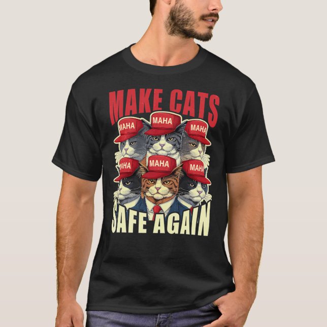 Camiseta Make Cats Safe Again Red Cat Hat Maha 2024 Debate  (Frente)