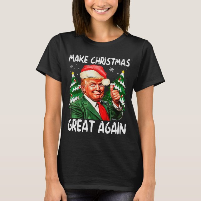 Camiseta Make Christmas Great Again Funny Santa Trump 2025  (Frente)