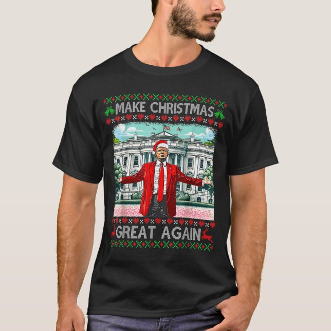 Camiseta Make Christmas Great Again Xmas Funny Trump Pajama (Frente)