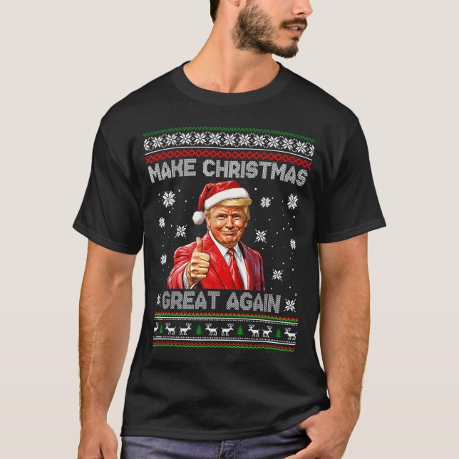 Camiseta Make Christmas Great Again Xmas Funny Trump Pajama (Frente)