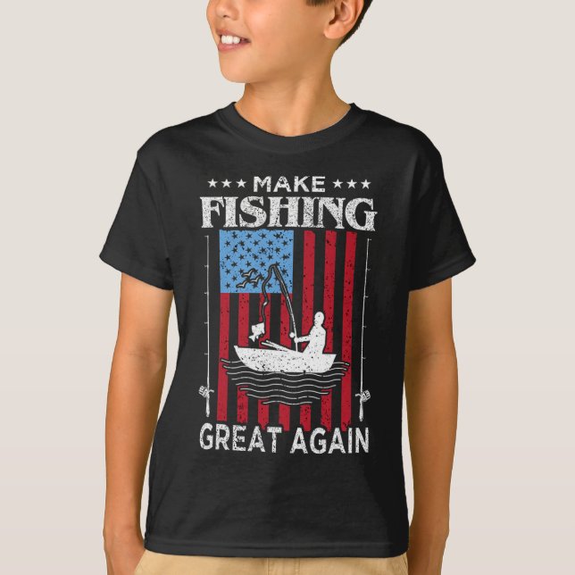 Camiseta Make Fishing Great Again Trump Funny Fisherman Ang (Frente)