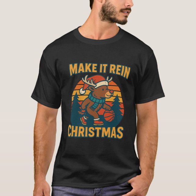Camiseta Make it Rein - Retro 80s Reindeer Christmas Design (Frente)