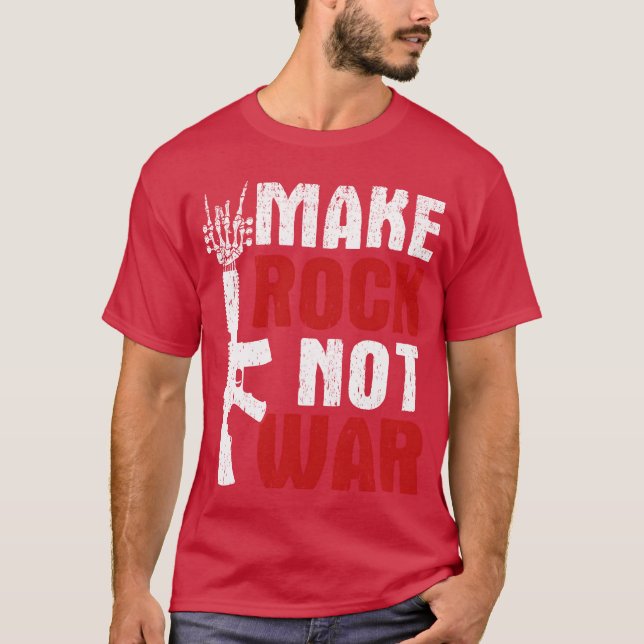 Camiseta Make Rock Not War Music Guitar Rock Band family (Frente)