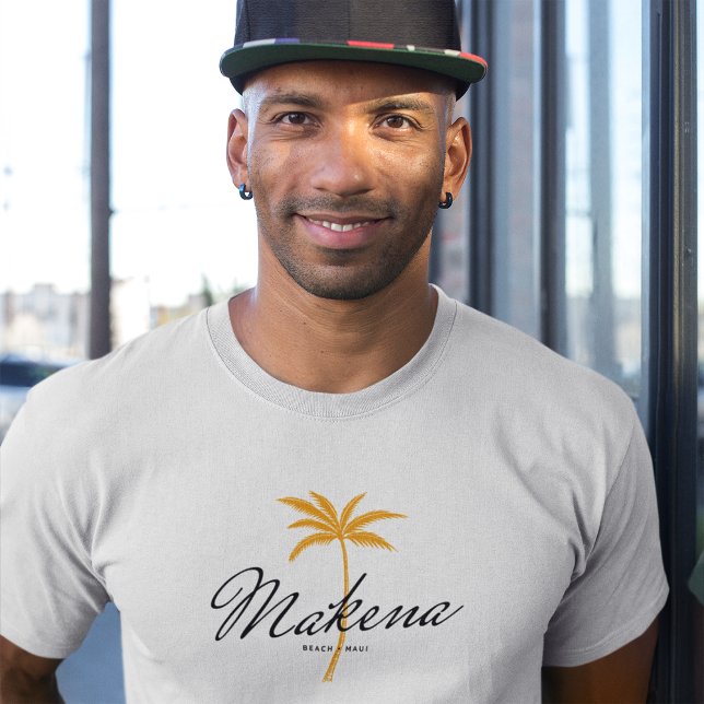 Camiseta Makena Beach, Maui Mínimo Estilo Vintage Beachwear (Criador carregado)