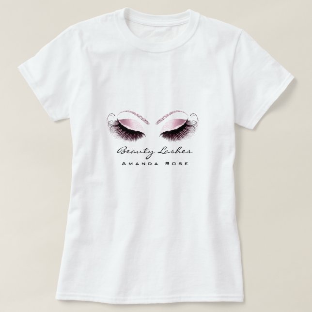 Camiseta Makeup Artist Beauty Lash Studio Glitter Pink Rose (Frente do Design)