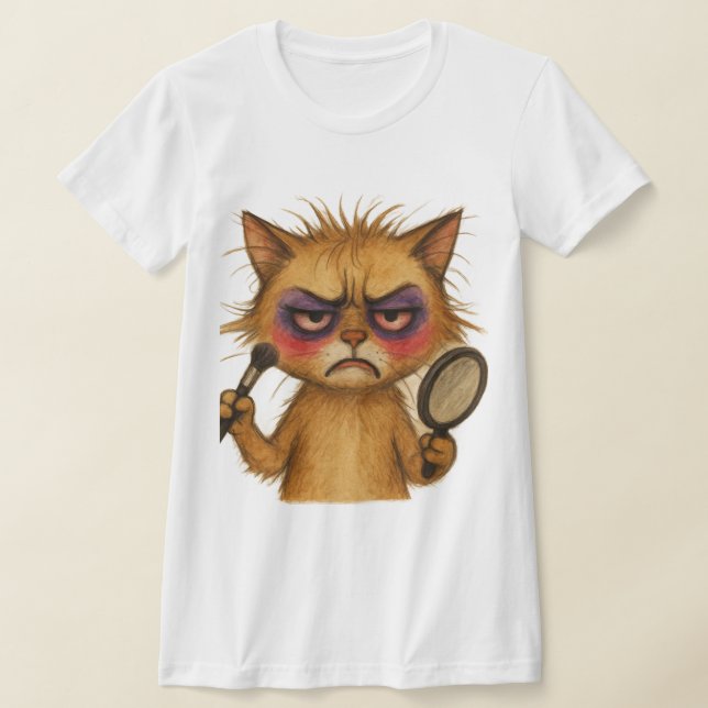 Camiseta Makeup Meowster – Funny Cat Teen Shirt (Postura )