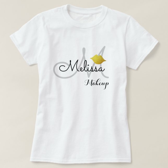 Camiseta makeup salon uniforme (ou para uso pessoal) branco (Frente do Design)