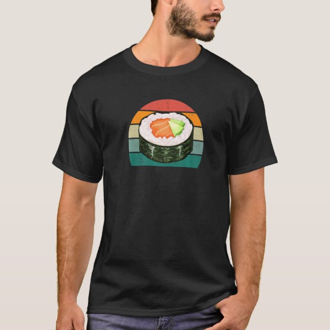 Camiseta Maki Comida Peixe Bruto Japão Asiático Arroz-alga- (Frente)