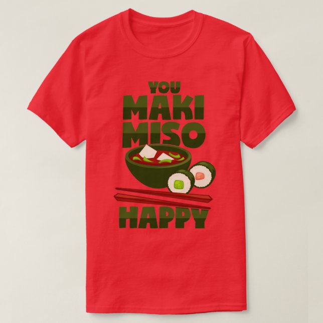 Camiseta Maki Miso - Comida Pun Japonês (Frente do Design)