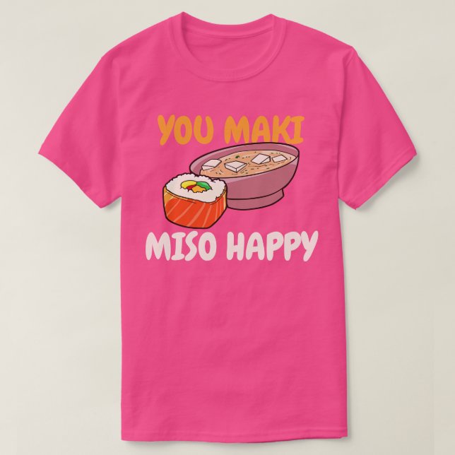Camiseta Maki Miso Sushi Kawaii (Frente do Design)