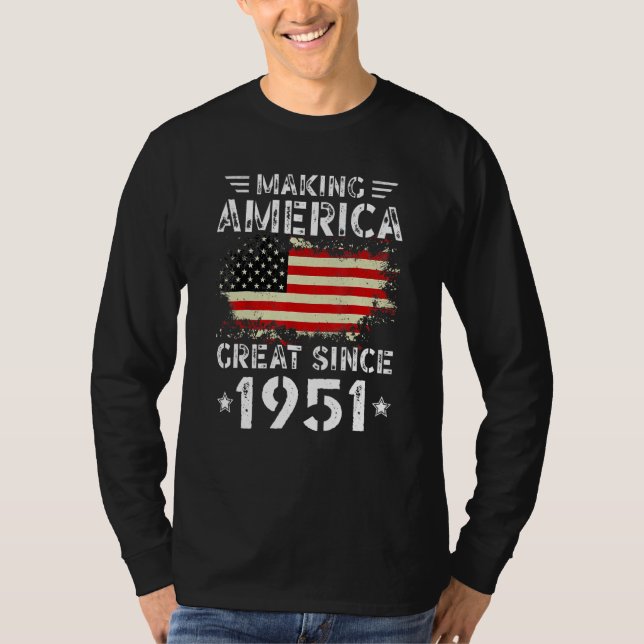 Camiseta Making America Great Since 1951 USA Flag Retro Bir (Frente)