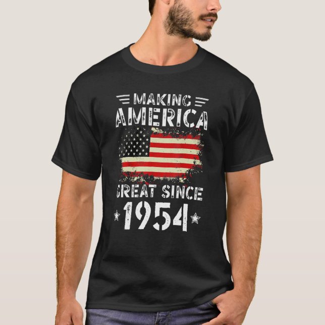 Camiseta Making America Great Since 1954 USA Flag Retro Bir (Frente)