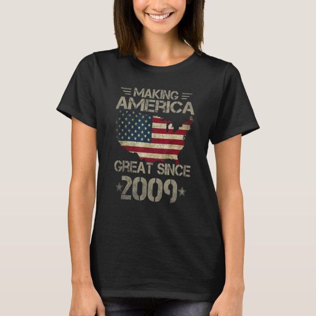 Camiseta Making America Great Since 2009 USA Flag Retro Bir (Frente)