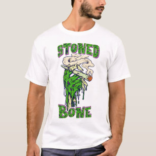 Camiseta Mala fumante de esqueleto apedrejada na cabeça do 