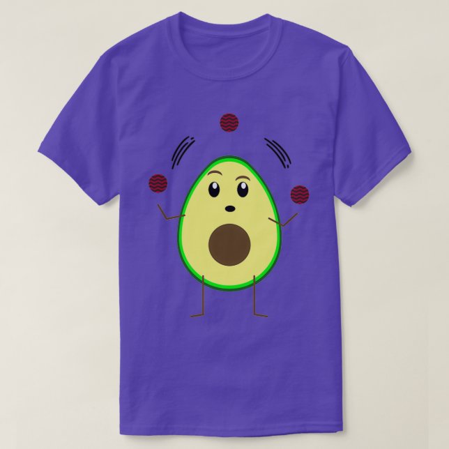 Camiseta Malabarismo com Cartoon Avocado (Frente do Design)