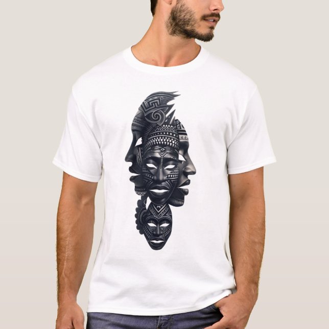 Camiseta Malagasy Ancestral Mask Tribal Spirit T-Shirt (Frente)