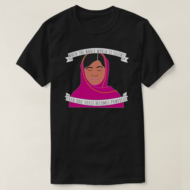 Camiseta Malala - Quando O Mundo Inteiro É Um Autocolante S (Frente do Design)