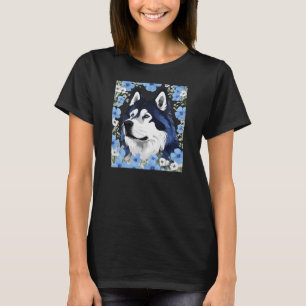 Camiseta Malamute do Alasca Cão de Trenó Cercado por Azul