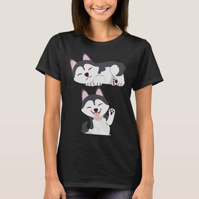 Camiseta Malamute Husky Brincando (Frente)
