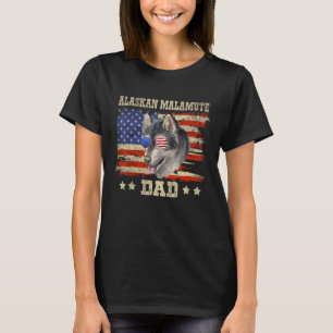 Camiseta Malamute Pai Merica American Flag Dog Men 4 de jul