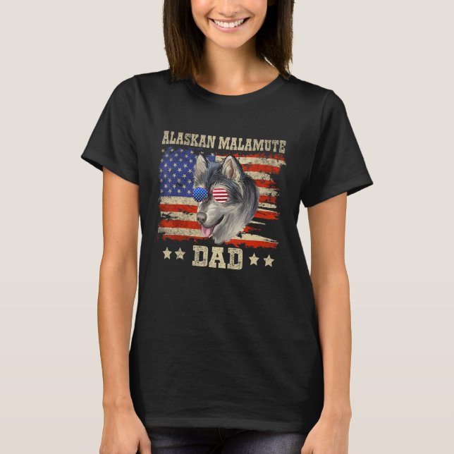 Camiseta Malamute Pai Merica American Flag Dog Men 4 de jul (Frente)