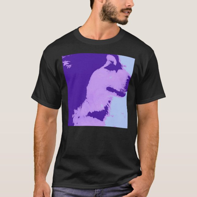 Camiseta Malamute Pop Art Roxo (Frente)