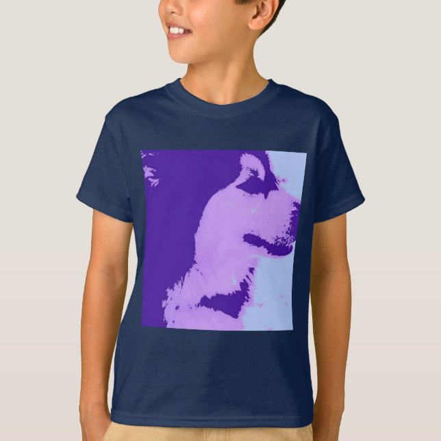 Camiseta Malamute Pop Art Roxo (Frente)