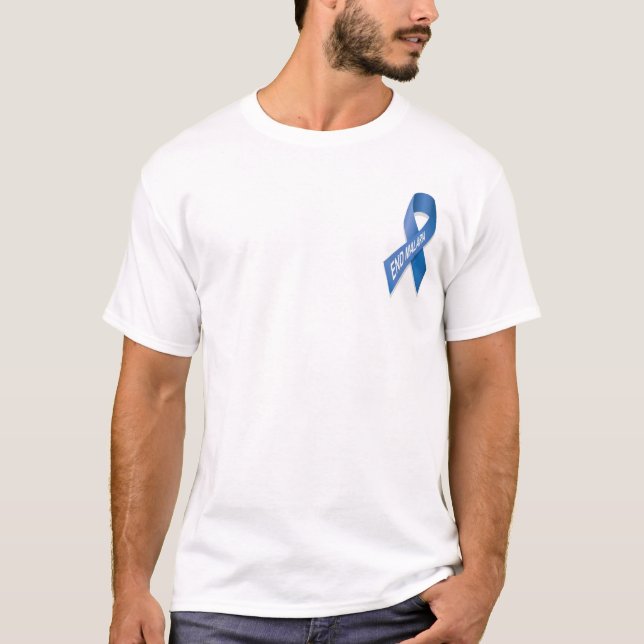 Camiseta Malária do fim - fita azul (Frente)