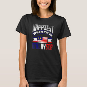 Camiseta Malásia Bandeira da Malásia Mais Feliz Quando Esto