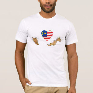 Camiseta Malásia Flag Heart and Map T-Shirt