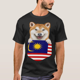 Camiseta Malásia Flag Shiba Inu Dog Em Bolso