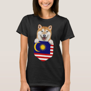 Camiseta Malásia Flag Shiba Inu Dog Em Bolso