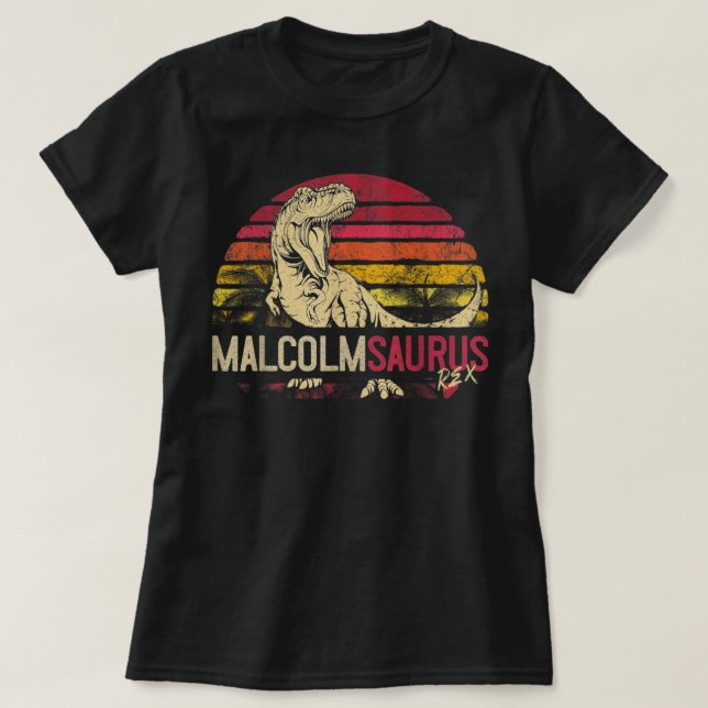 Camiseta Malcolm Saurus Funny Personalizado Dinossauro T Re (Frente do Design)