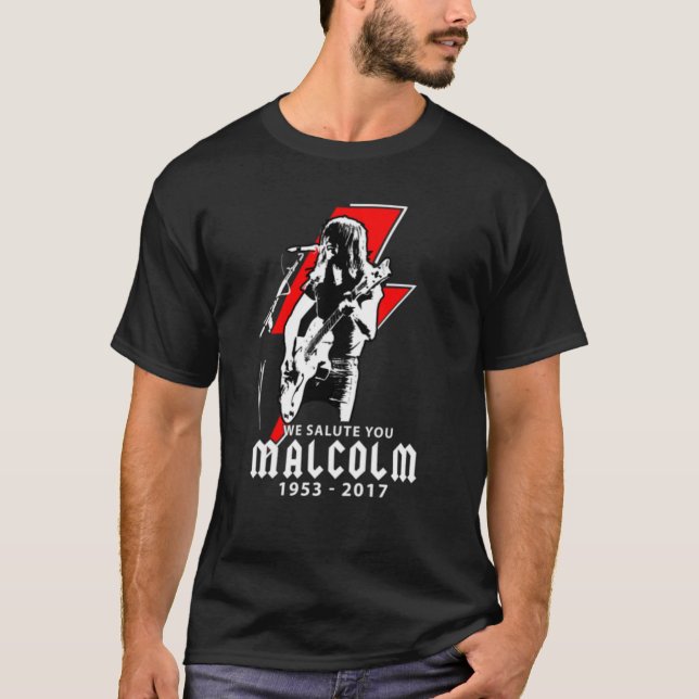Camiseta Malcolm Young Malcolm Young, Nós Saudamos Você 566 (Frente)