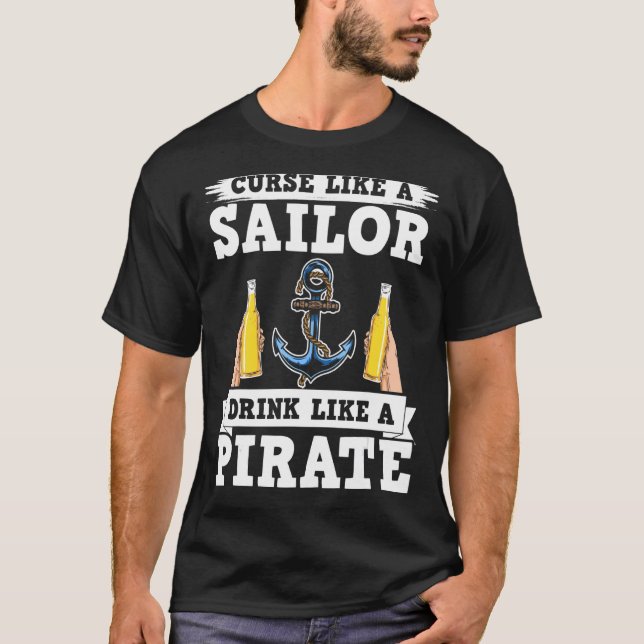 Camiseta Maldição Como Um Marinheiro Beber Como Uma Cerveja (Frente)