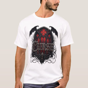 Camiseta Maldição - Design de Fantasia Escura da Igreja Gót