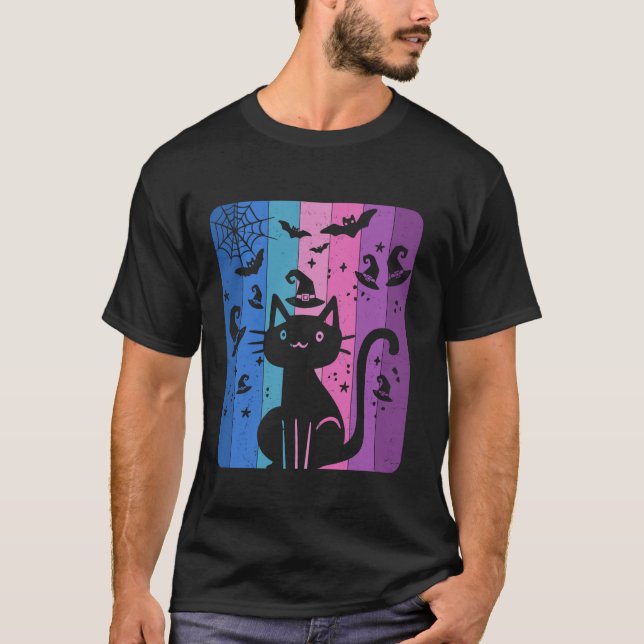 Camiseta Maldita Bruxa de Hat Engraçado Bats Gata Lov (Frente)