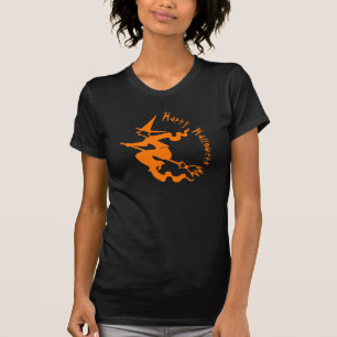 Camiseta Maldita Bruxa Voadora Feliz Dia das Bruxas - Preto